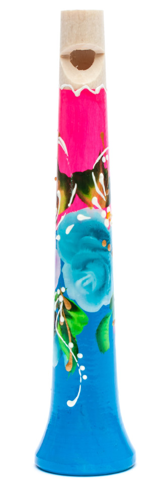 130 mm Zhostovo hand painted Wooden Whistle (by Skazka)