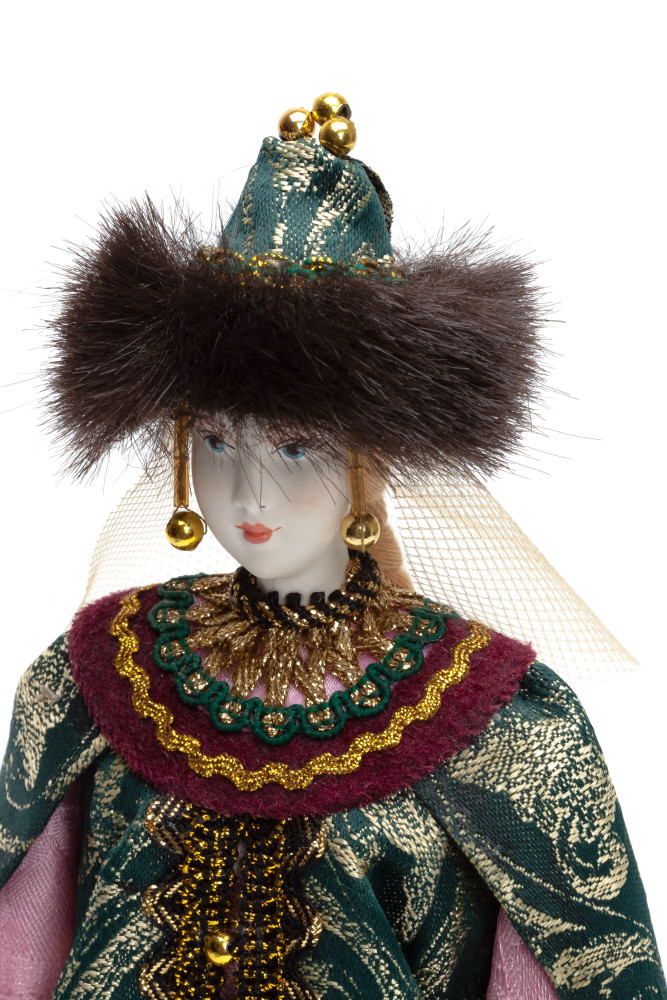 Russian Beauty hand made Porcelain Doll in a Fur Hat - 11 Inches (by Le Russe)