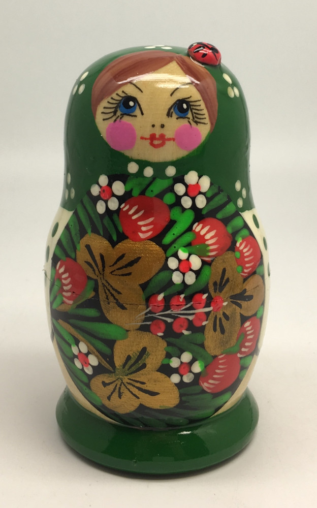 100 mm Maidan Art Hand Painted Matryoshka Doll with Ladybug 5 pcs (by Oleg Crafts)