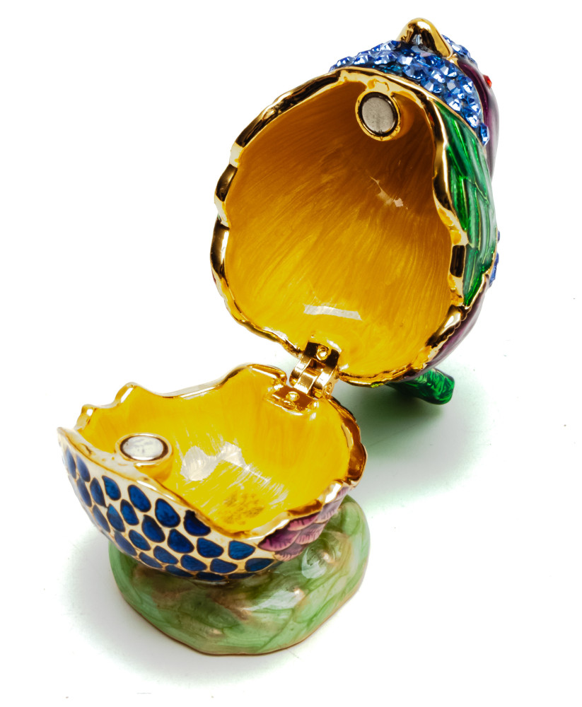 50 mm Blue Sparrow with Rhinestones Jewellery Box