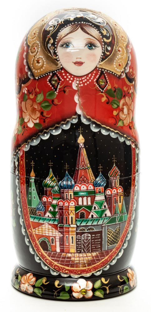 240 mm Moscow Kremlin hand painted on wooden Matryoshka doll 7 pcs (by A Studio)