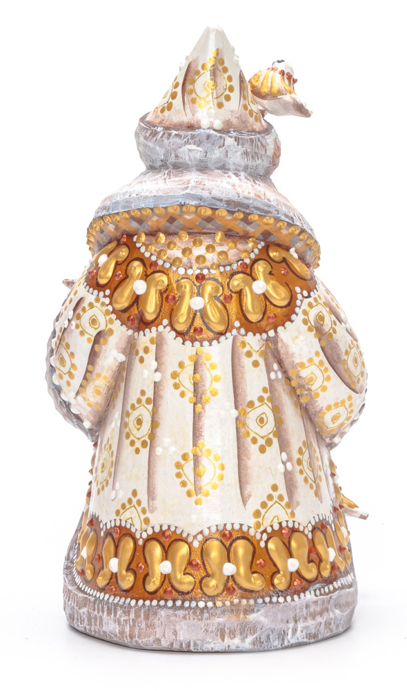 170 mm Santa with Birds Carved Wood Hand Painted Collectible Figurine (by Natalia Nikitina Workshop)