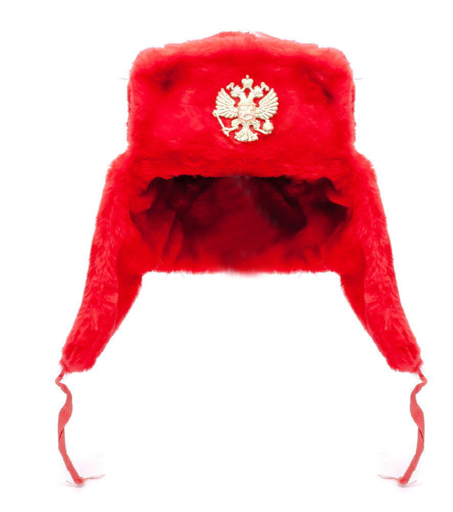 Russian Army Fur Ushanka Winter Hat (red, any size)