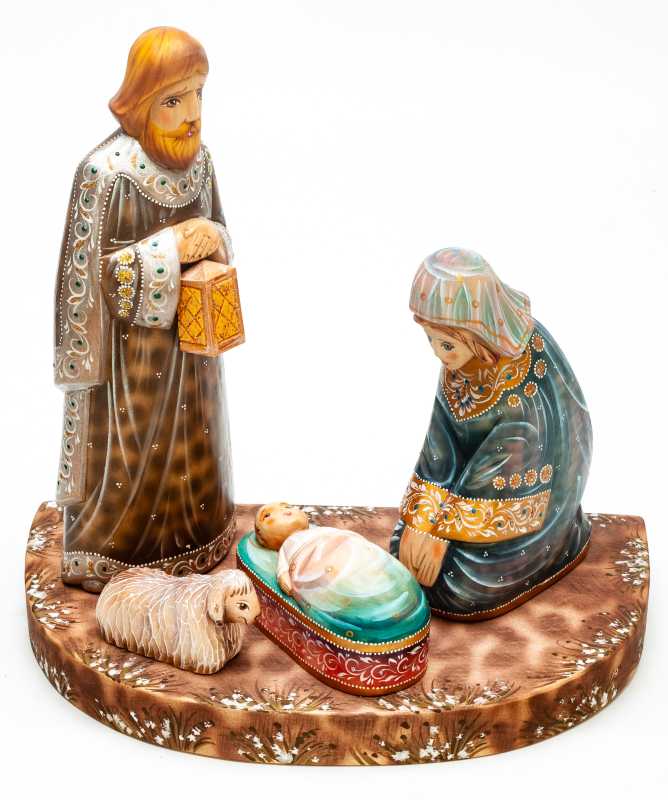 Nativity Large Set of 4 handpainted Carving Wooden Figures