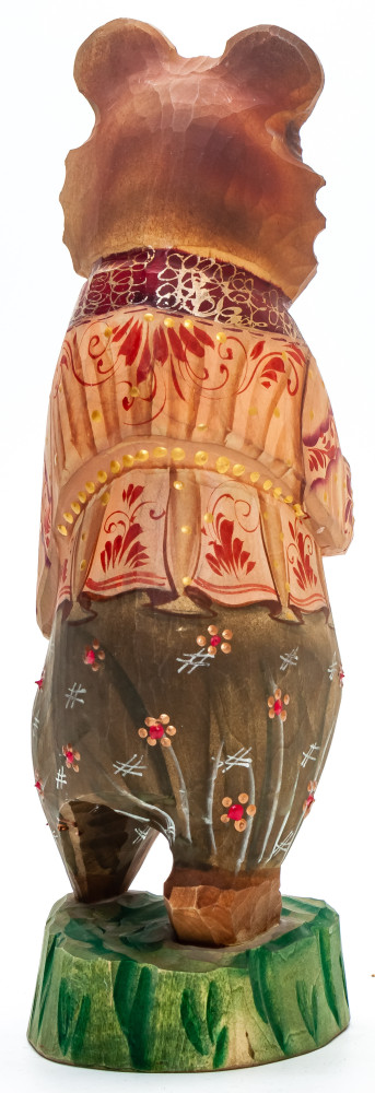 230 mm Bear  hand painted Wooden Statue (by Karpova Nadezda)