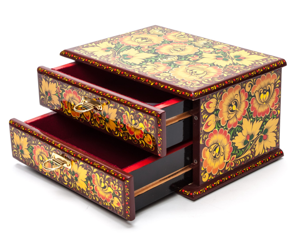 170x130 mm Khokhloma Painting Jewellery Wooden Box