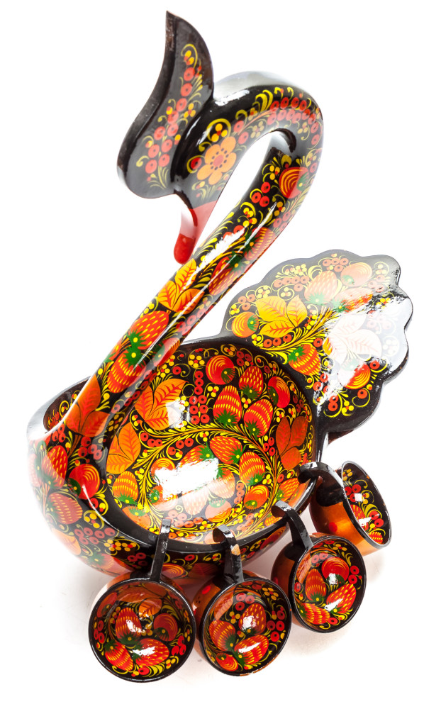 160x260 mm Duck Khokhloma hand painted wooden Ladle for Wine with small Ladles