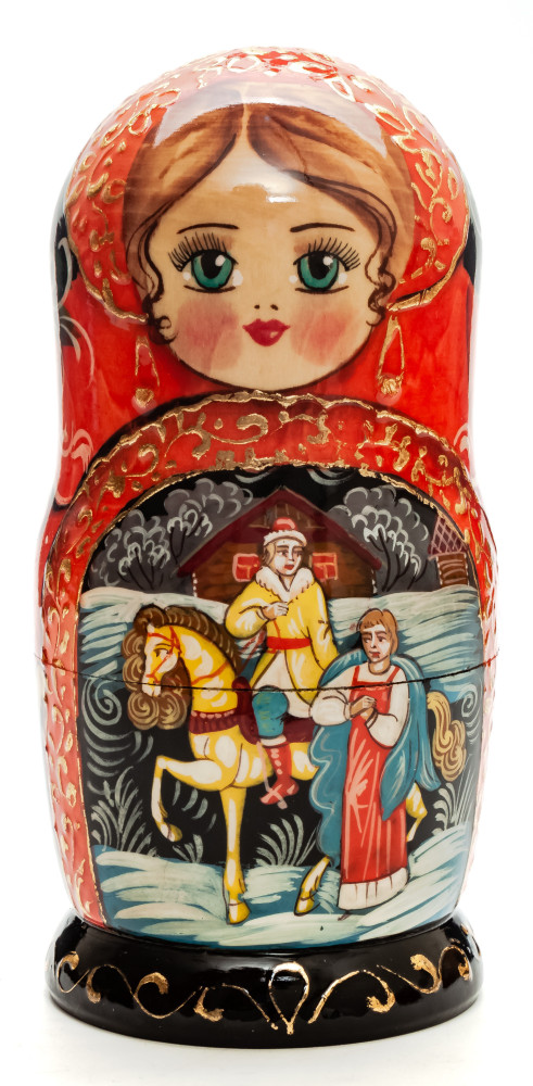 180mm Russian Fairytale hand painted Matryoshka round Doll 5pcs (by Skazka)