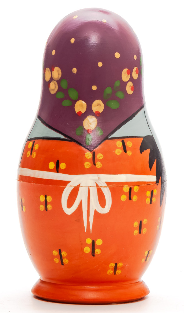  110 mm Mistress with black Cockerel hand painted Traditional Russian Wooden Matryoshka doll 5 pcs (by Igor Malyutin)