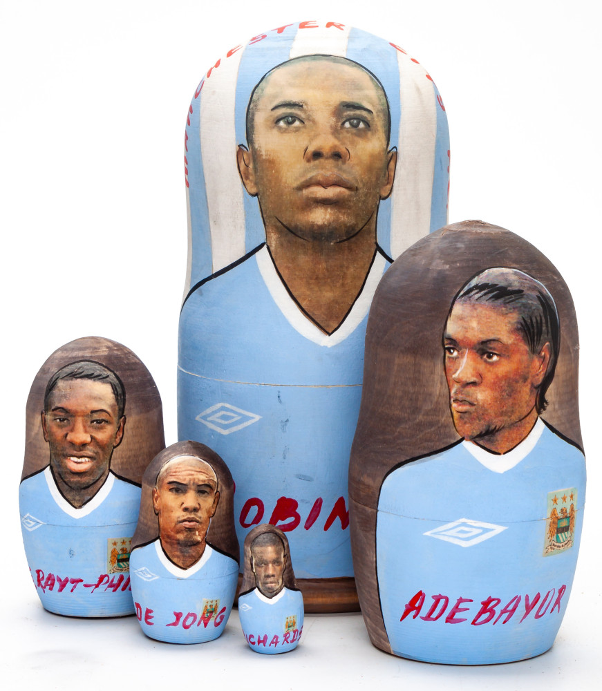 180mm Robinho from Machester City Hand Painted Matryoshka Doll 5 pcs (by Konstantin Studio)
