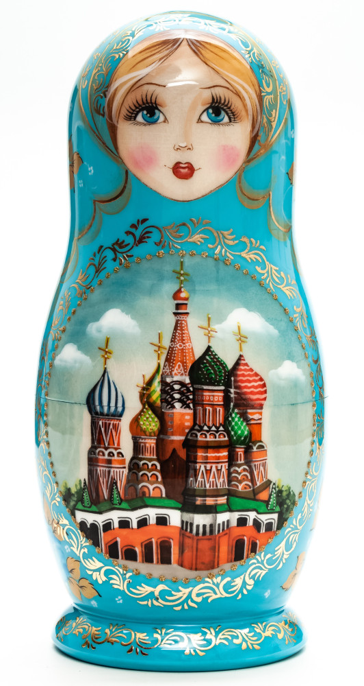 200 mm Moscow Snt Basil Cathedral hand painted wooden Matryoshka doll 5 pcs (by A Studio)