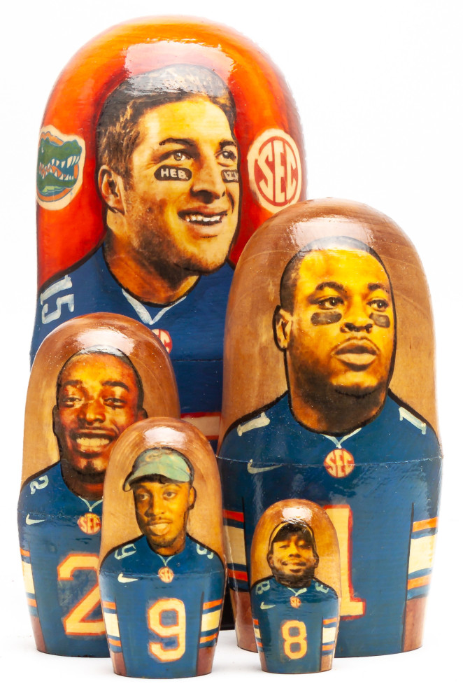 180mm Jeff Driskel Hand Painted Matryoshka Doll 5 pcs (by Konstantin Studio)