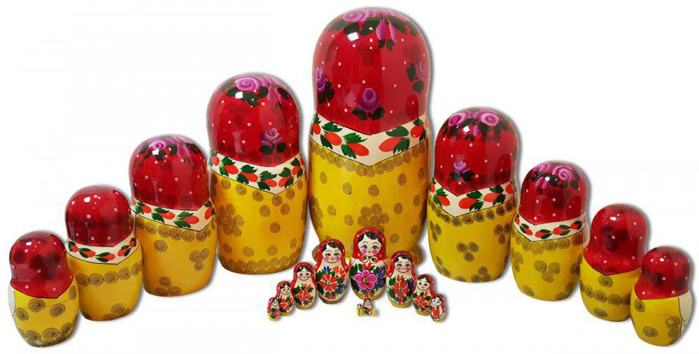 U Semenovskaya Hand Painted Matryoshka Doll 20 pcs
