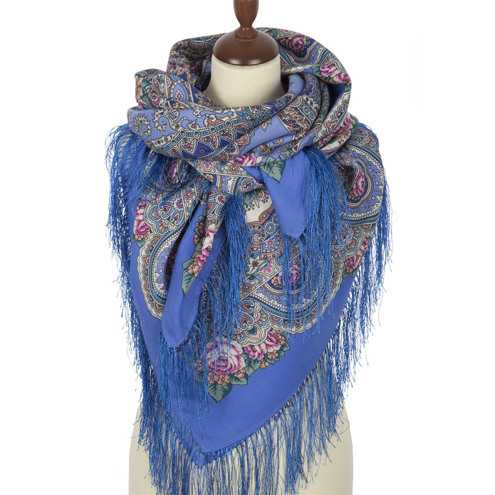 Shop Double-Thread Woolen Yarn Scarves with Silk Fringe 135x135 cm Платок «Русское раздолье» online at Skazka.site | Eligible for fast shipping and free returns. Платок «Русское раздолье»