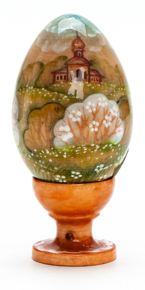 100mm Angel with a Berries Basket handpainted wooden Egg with standby (by Andrey Christams Ornaments Studio)