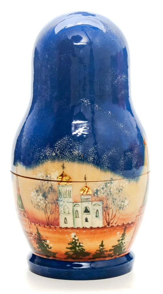 140 mm Moscow Kremlin hand painted on Wooden Matryoshka doll 5 pcs (by Valeria Crafts)