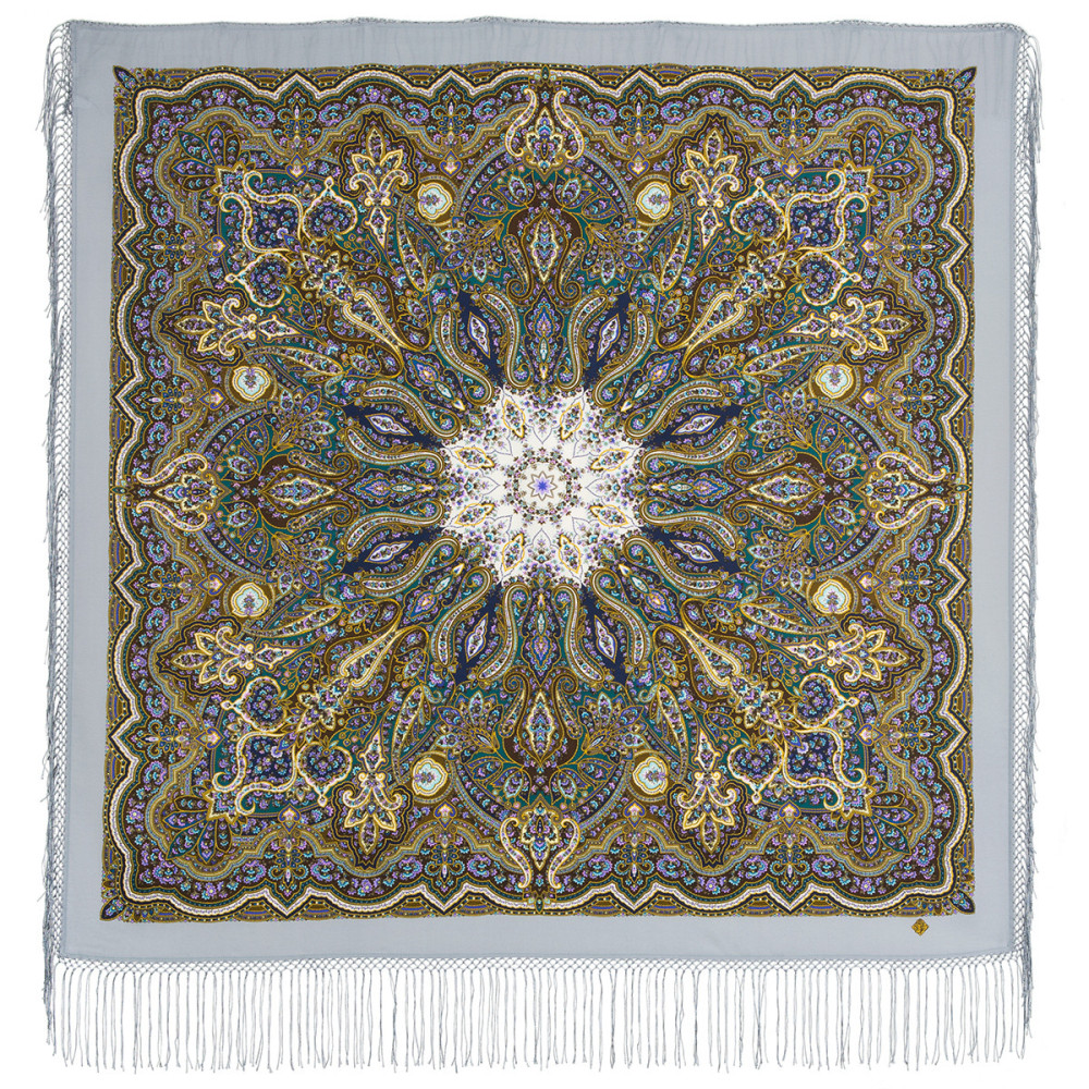 Shop Double-Thread Woolen Yarn Scarves with Knitted Silk Fringe 135x135 cm Платок «Сказочница» online at Skazka.site | Eligible for fast shipping and free returns. Платок «Сказочница»