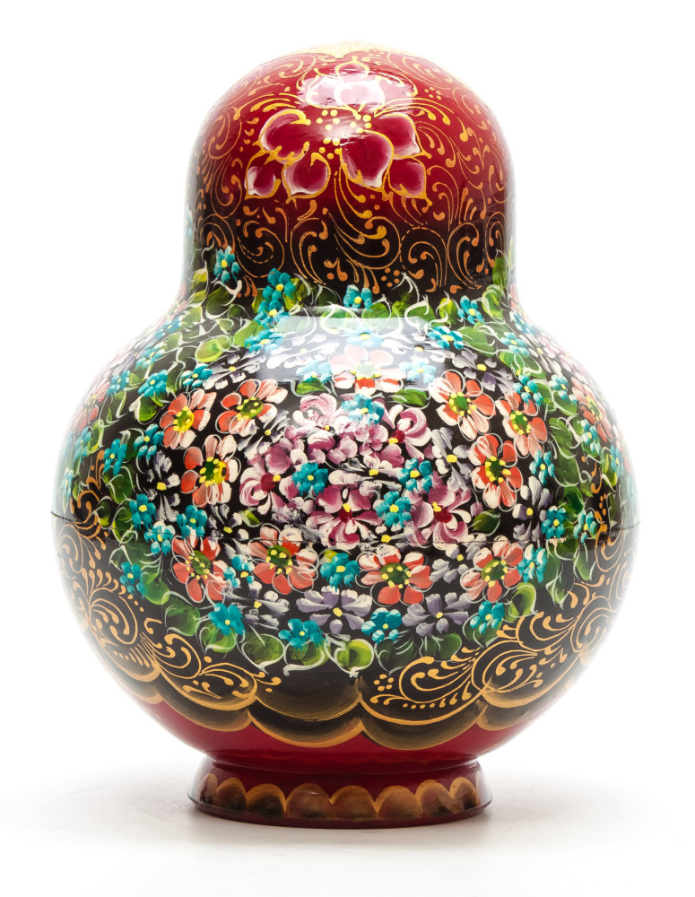 200 mm Zhostovo Patterns Hand Painted Matryoshka round Doll 20 pcs (by Olga Zaitseva)