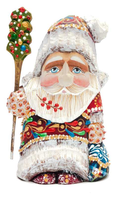 110 mm Santa Claus in a Magic Cap hand carved and painted wooden statue (by Natalia Workshop)