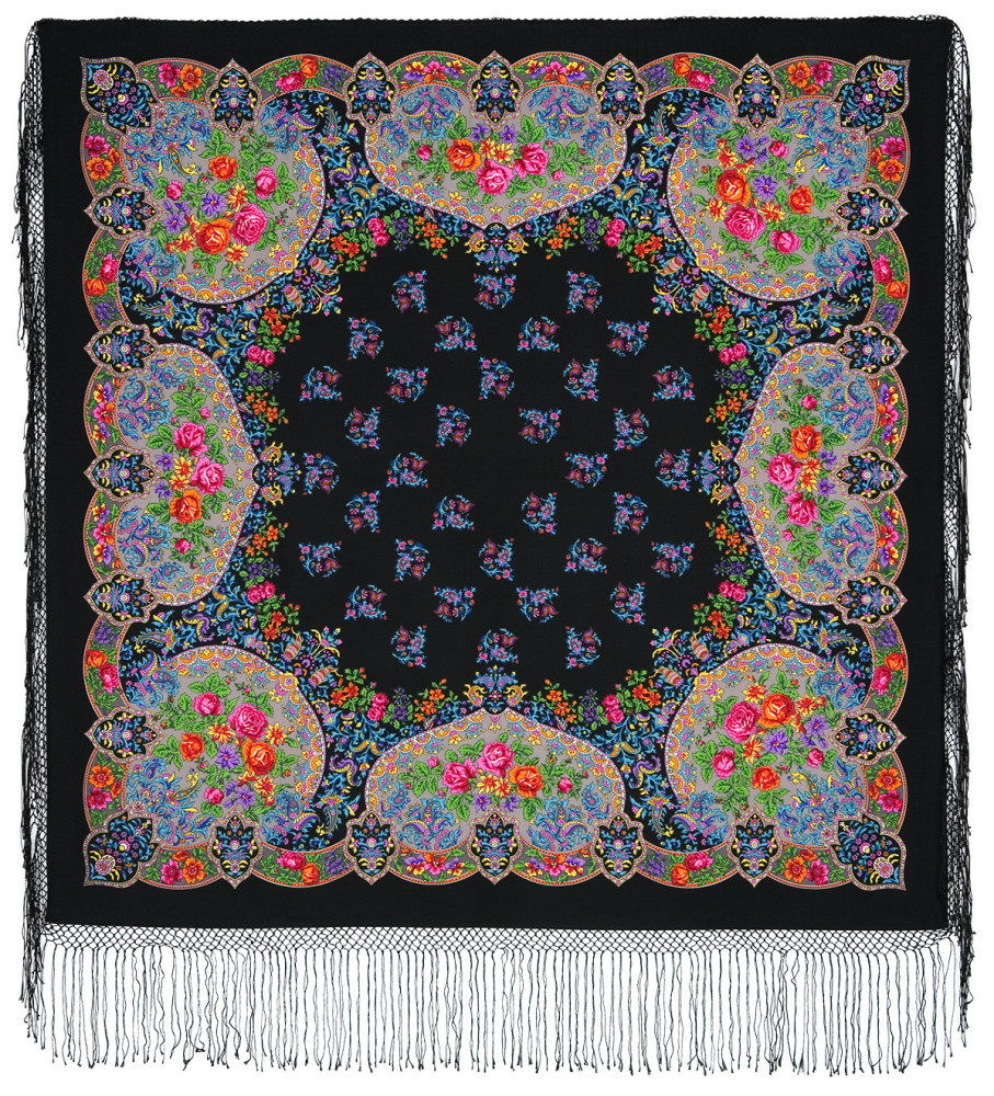 Shop Thick Woolen Fabric Shawls with Silk Fringe 148x148 cm Шаль «Медальоны» online at Skazka.site | Eligible for fast shipping and free returns. Шаль «Медальоны»