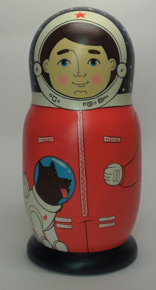 160 mm Spaceman author's hand painted Traditional Russian Wooden Matryoshka doll 5 pcs (by Igor Malyutin)