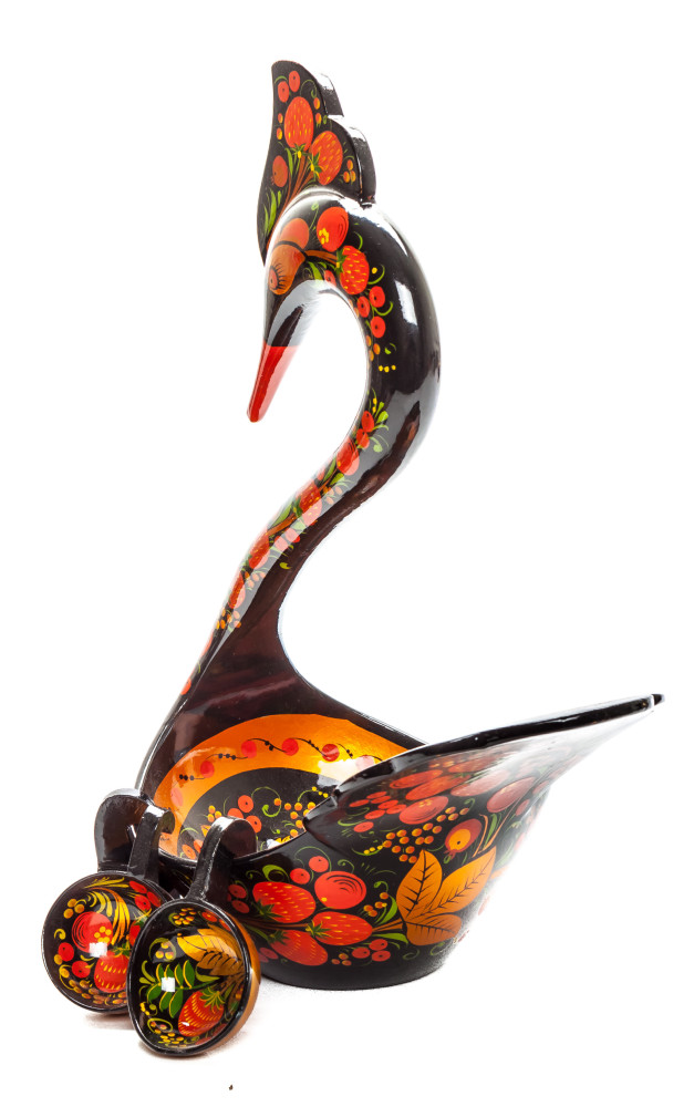 170x300 mm Duck Khokhloma hand painted wooden Ladle for Wine with small Ladles