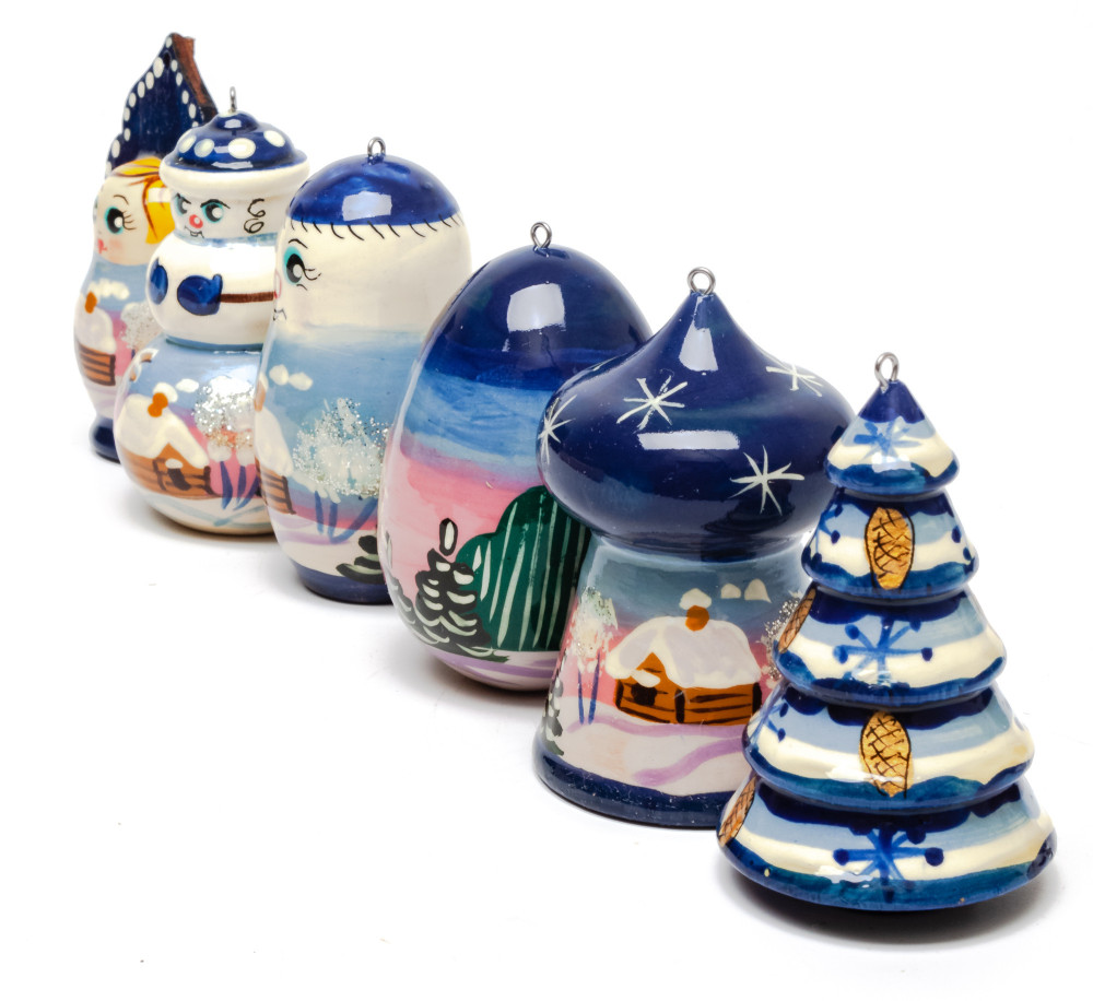 Santa Claus and Snowman hand-painted Christmas Tree Ornaments