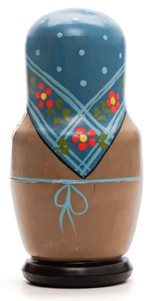  110 mm Mother with Daughter with Toy Hare hand painted Traditional Russian Wooden Matryoshka doll 5 pcs (by Igor Malyutin)