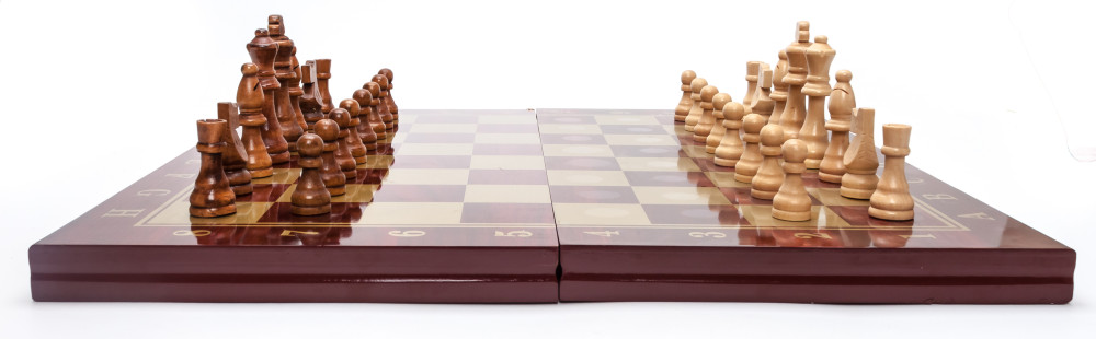 480x480 mm Hand Carved Chess Pieces on Polished Wood Board Box (by Fyodor Chess Workshop)