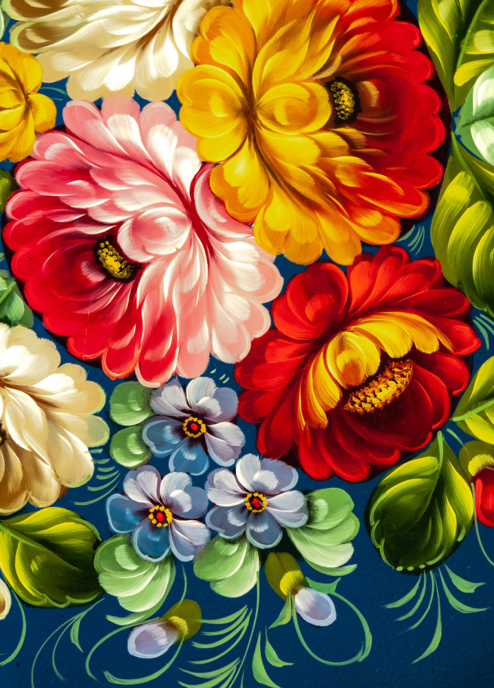 350x480 mm Zhostovo Patterns hand painted and lacquered by Gogin Metal Forged Tray (by Lada Crafts)