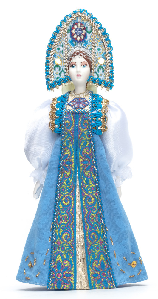 Porcelain Doll in a Russian Dress and Kokoshnik - 11 Inches (by Le Russe)