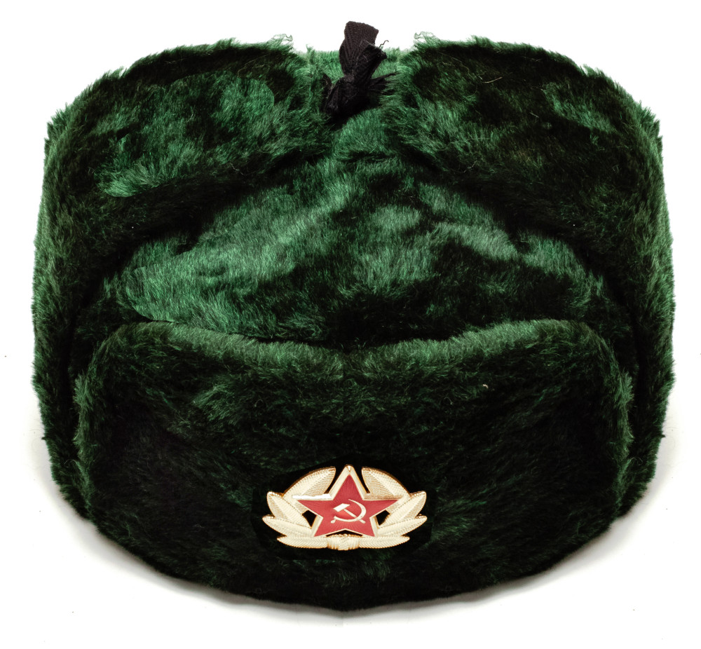 USSR Red Army Fur Ushanka Winter Hat (green, any size)