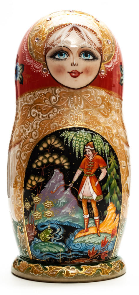 240 mm The Frog Princess Fairytale hand painted wooden Matryoshka doll 7 pcs (by A Studio)