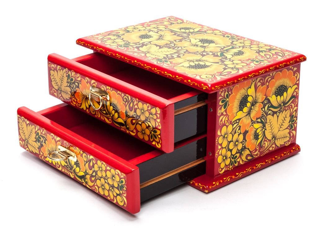 170x130 mm Khokhloma Painting Jewellery Wooden Box