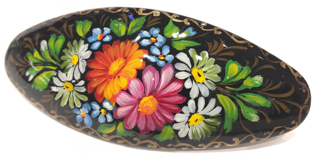 Lada Hair Clip Hand Painted Zhostovo Art