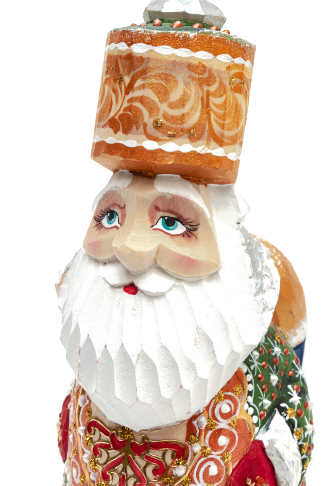 160 mm Santa Claus with a Staff And a Bag with Gifts (by Igor Carved Wooden Figures Studio)