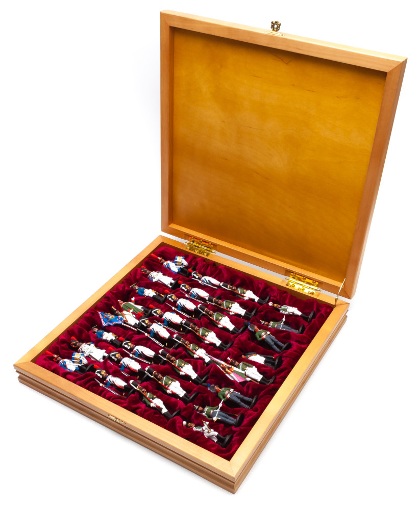 370x370 mm French Invasion of Russia handpainted figures on wooden Chess Board (by Fyodor Chess Studio)
