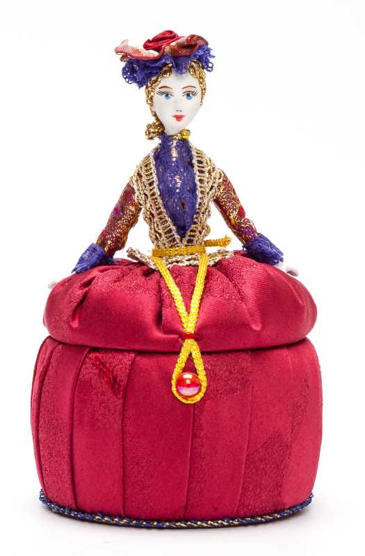 Girl in a Little Hat and Nice Dress Jewelry Box (hand-sewn Doll by Le Russe)