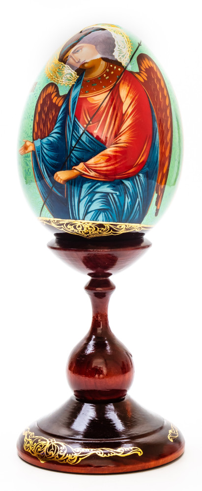 260 mm Saint Gabriel hand painted on wooden egg (by Hamlet Crafts)