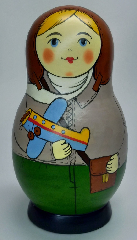 Shop Exclusive Nesting Dolls 125 mm Aviatress hand painted Traditional Russian Wooden Matryoshka doll 5 pcs (by Igor Malyutin) online at Skazka.site | Eligible for fast shipping and free returns. 125 mm Aviatress hand painted Traditional Russian Wooden Matryoshka doll 5 pcs (by Igor Malyutin)