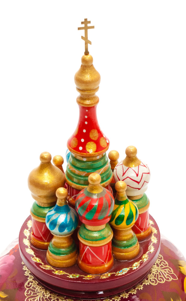 210 mm Saint Basil's Cathedral Zhostovo Art hand painted Wooden Music Box (by Nightingale Crafts)