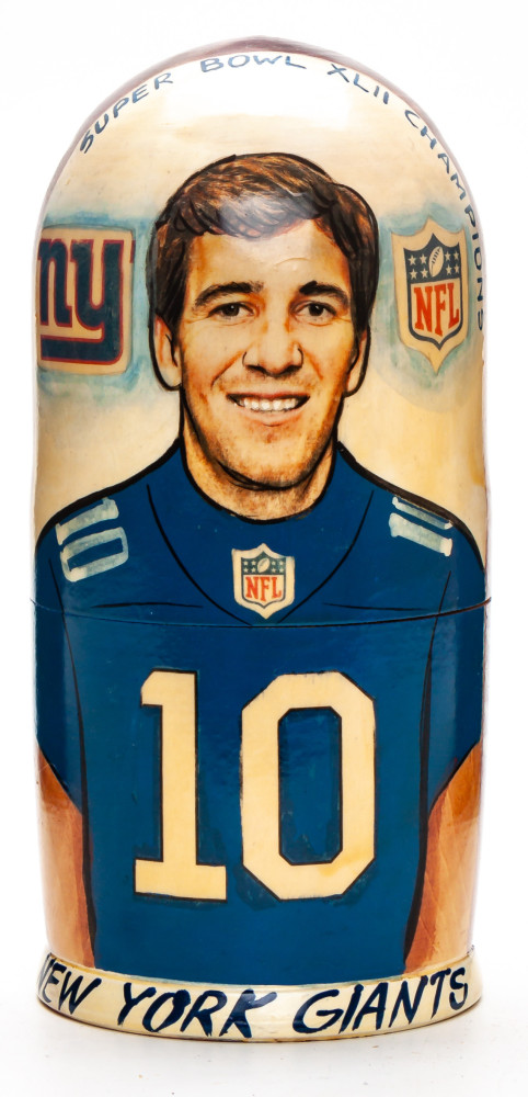 180mm Manning from New York Giants Hand Painted Matryoshka Doll 5 pcs (by Konstantin Studio)
