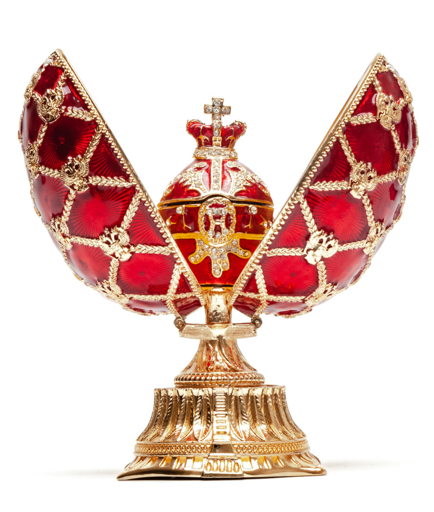 115 mm Red Easter Egg with the Crown and Clock