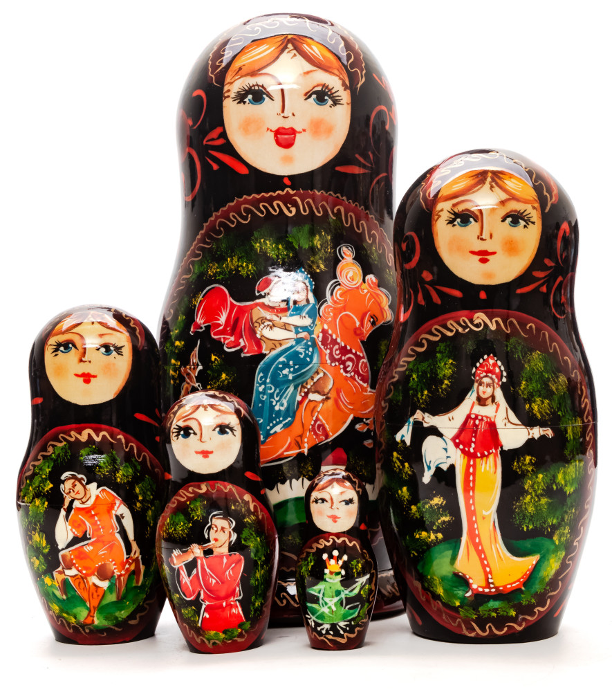 Shop Exclusive Nesting Dolls 200 mm Sleeping Beauty fairytale hand painted wooden Matryoshka doll 5 pcs (by GOLDEN COCKEREL) online at Skazka.site | Eligible for fast shipping and free returns. 200 mm Sleeping Beauty fairytale hand painted wooden Matryoshka doll 5 pcs (by GOLDEN COCKEREL)