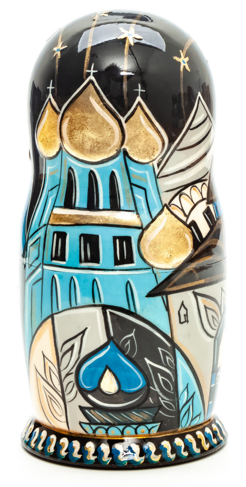 160mm Moscow Snt Basil Cathedral hand painted by Lentuloff on wooden Matryoshka doll 5 pcs (by A Studio)