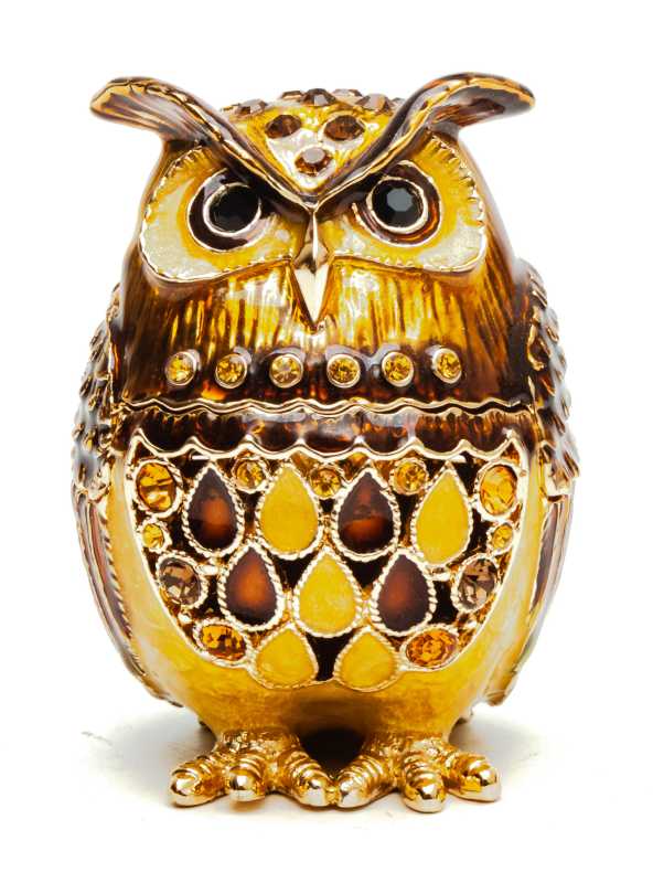 60 mm Owl with the Rhinestones Brown Jewellery Box