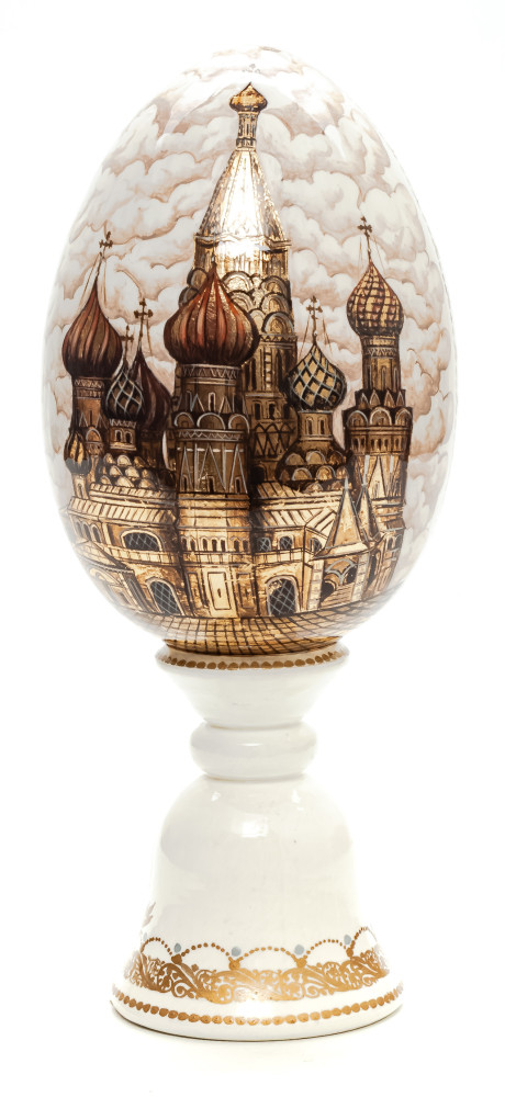 280mm Moscow Saint Basil Cathedral hand painted wooden Egg with standby (by Tatiana Crafts)