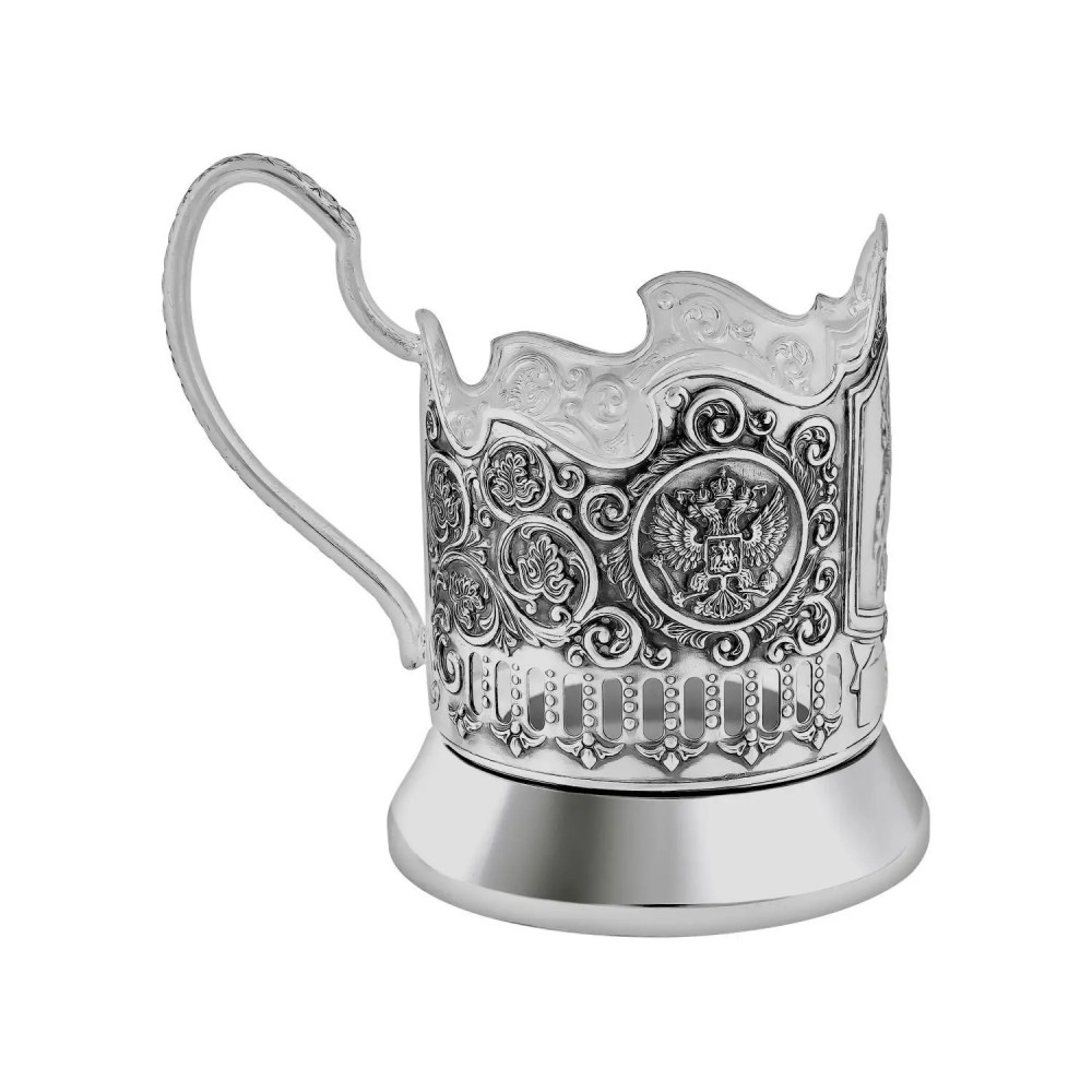 St. George the Victorious silver plated brass tea glass holder