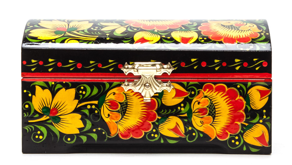 120x80 mm Khokhloma Painting Jewellery Wooden Box