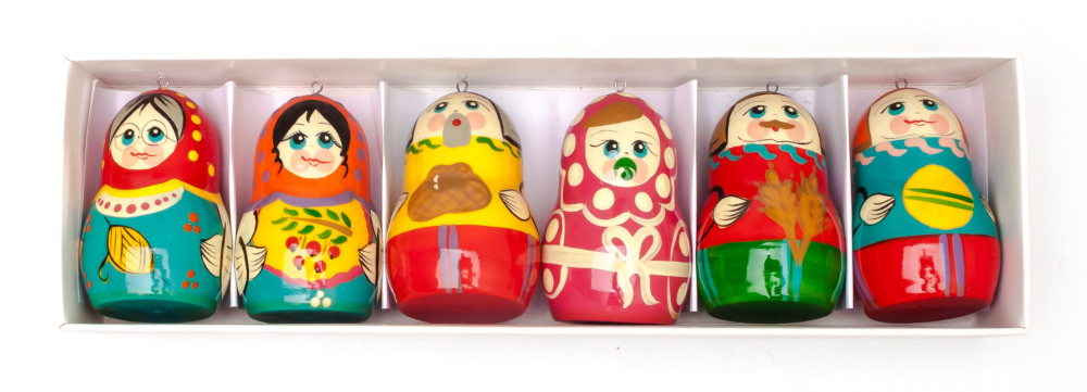 Russian Family Wooden Christmas Tree Ornaments 3 pcs